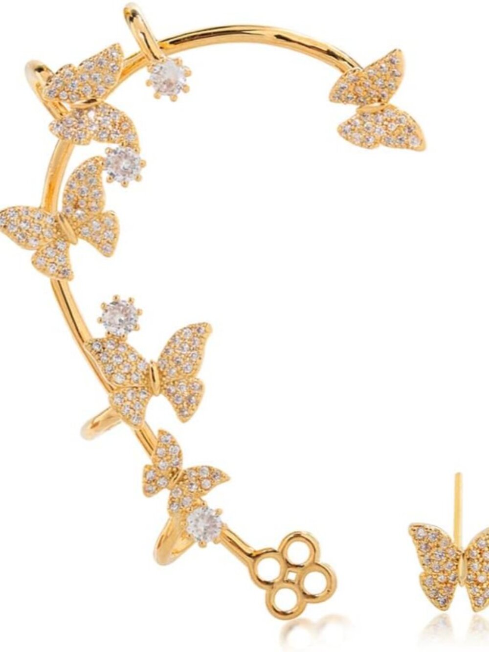 Gold Butterfly Crystal Ear Cuff - Women Jewelry